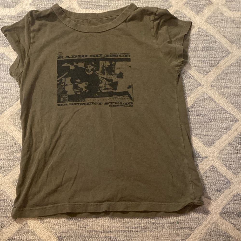 Brandy Melville olive green radio silence top